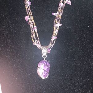 Amethyst Multi Strand Beaded Necklace